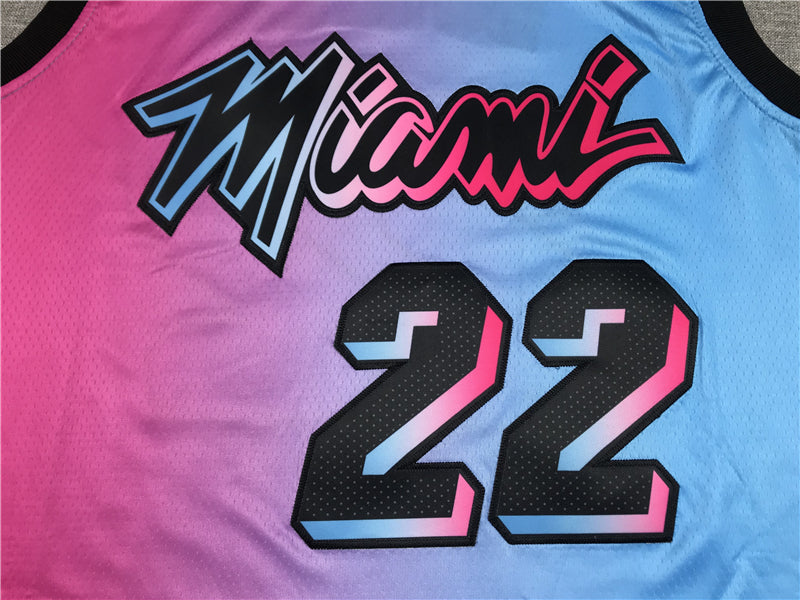 Men's Miami Heat Jimmy Butler #22 NBA Pink Blue Swingman Jersey1 - City Edition