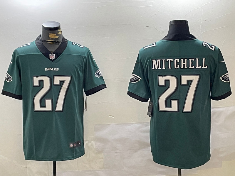 Men's Philadelphia Eagles Quinyon Mitchell #27 Midnight Green Player Game Jersey1