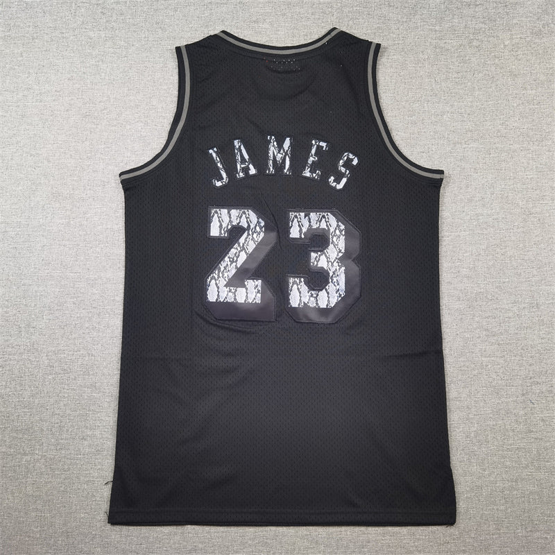 Men's Los Angeles Lakers LeBron James #23 Black 2018/19 Hardwood Classics Swingman Jersey1