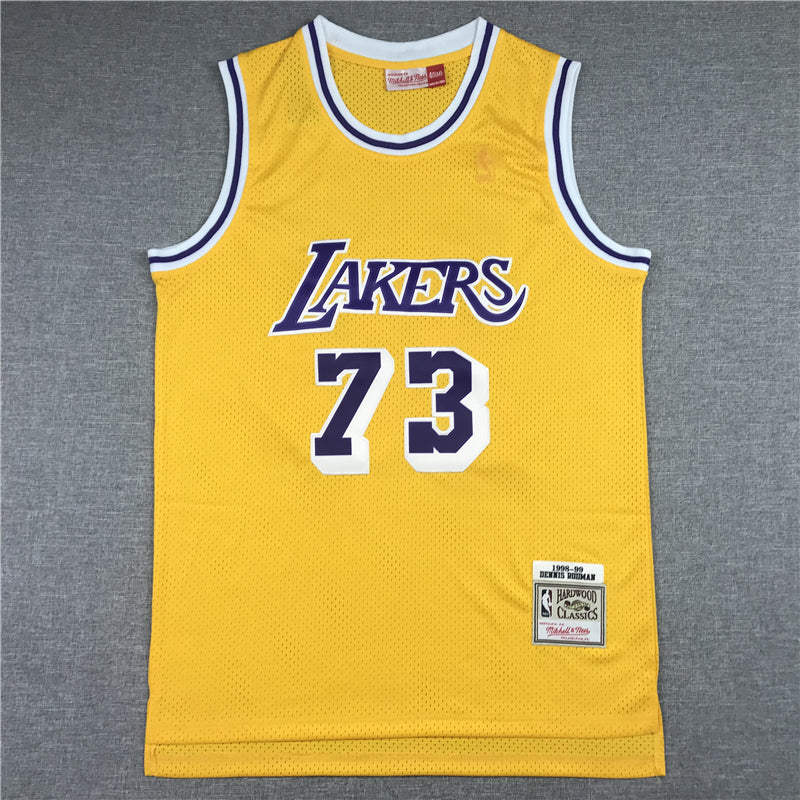 Men's Los Angeles Lakers Dennis Rodman Classics Swingman Jersey1 - Retro Yellow