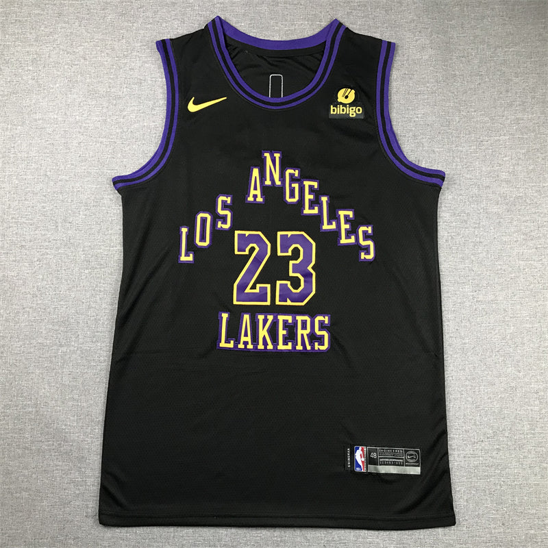 Men's Los Angeles Lakers LeBron James #23 Black 2023/24 Swingman Jersey1 - City Edition