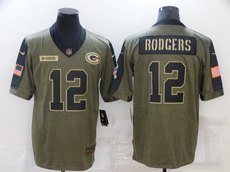 Men's Green Bay Packers Aaron Rodgers #12 Brown Game Player Jersey1
