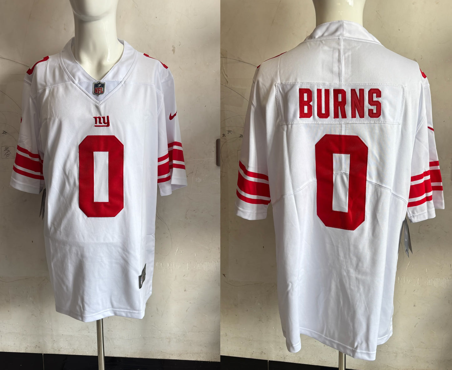 Men's New York Giants Brian Burns #0 White Game Jersey