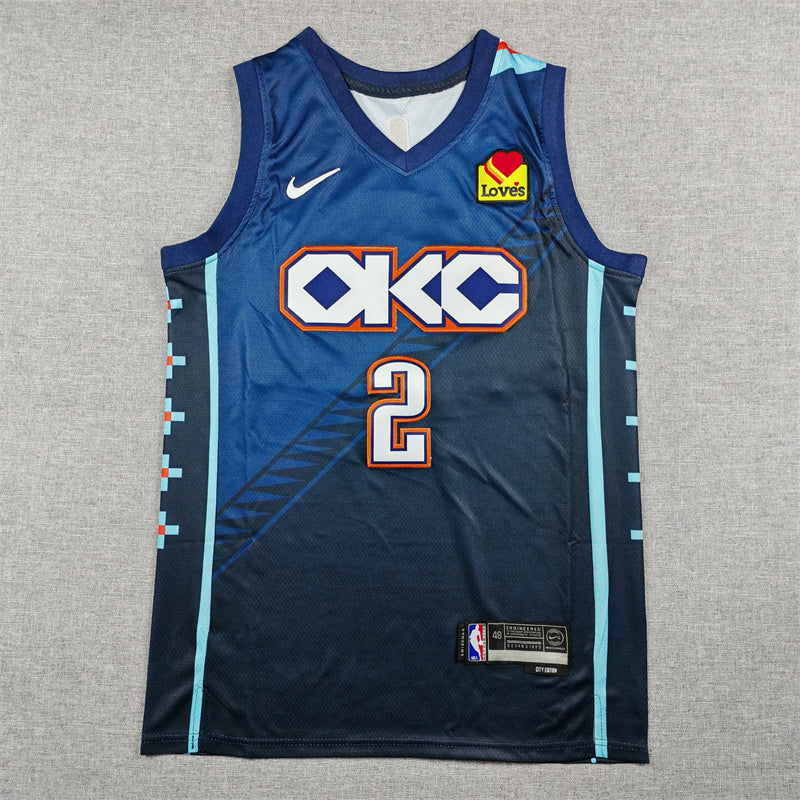 Men's Oklahoma City Thunder Shai Gilgeous-Alexander #2 Navy 2025/26 Swingman Jersey - City Edition