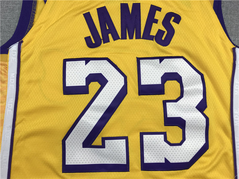 Men's Los Angeles Lakers LeBron James #23 Yellow Swingman Jersey1