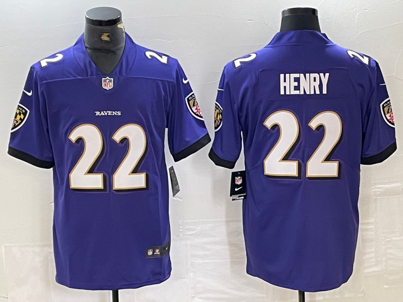 Men's Baltimore Ravens Derrick Henry #22 Purple Game Player Jersey1