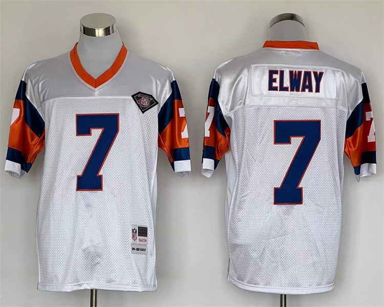 Men's Denver Broncos John Elway Mitchell & Ness White Legacy Replica Jersey1