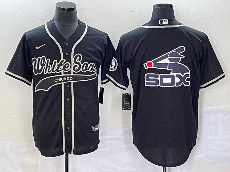 Men's Chicago White Sox Black Replica Player Jersey1 Joint Edition