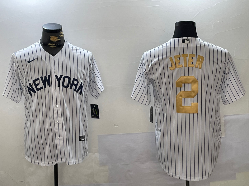 Men's New York Yankees Derek Jeter #2 White Player Game Jersey1
