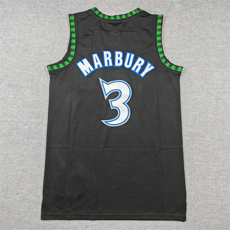 Men's Minnesota Timberwolves Stephon Marbury #3 Black 1997/98 Hardwood Classics Swingman Jersey1