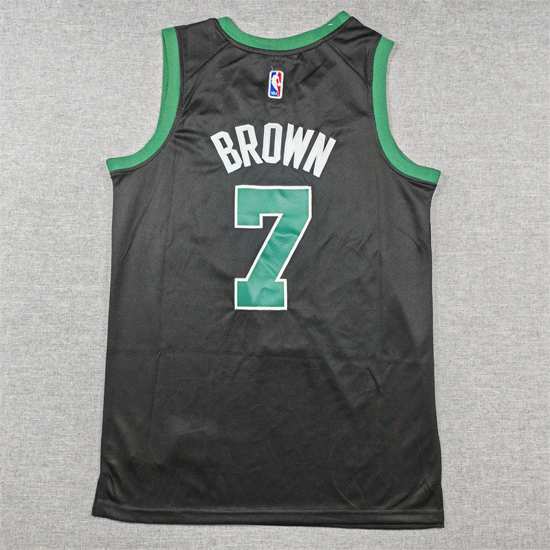 Men's Boston Celtics Jaylen Brown #7 Black Swingman Jersey1 - Statement Edition