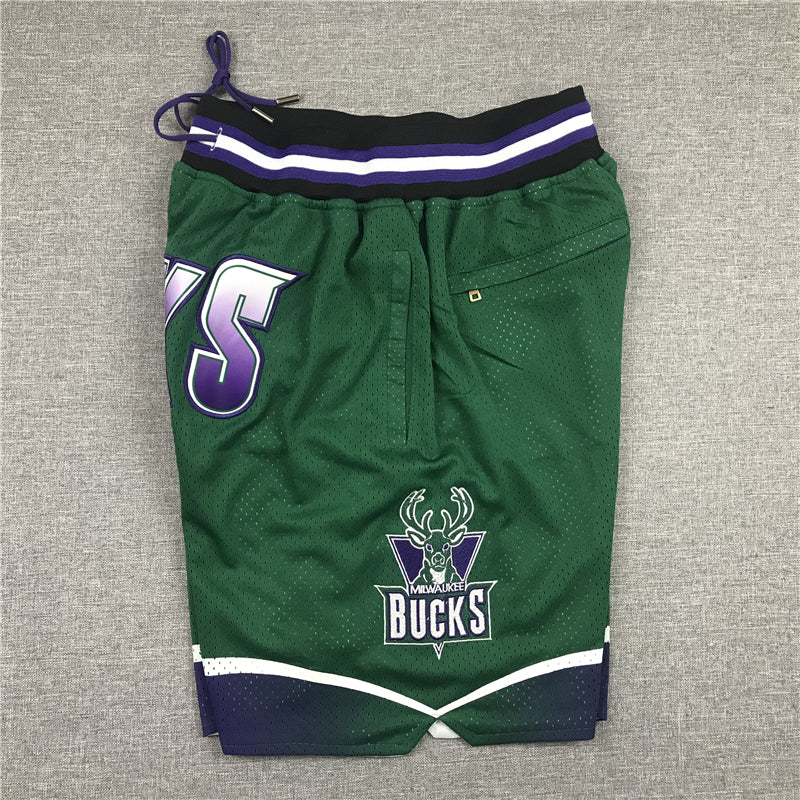 Men's Milwaukee Bucks Basketball Shorts1 With pocket Vintage Green