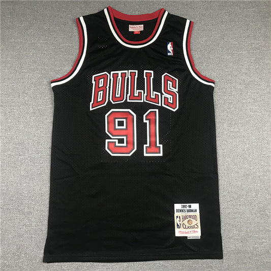 Men's Chicago Bulls Dennis Rodman 1997-98 Black Hardwood Classics Swingman Jersey1