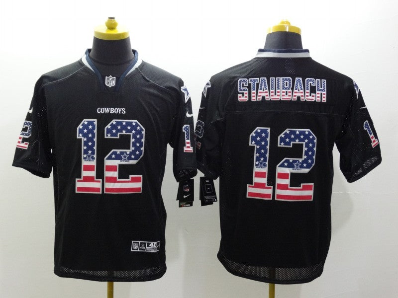 Men's Dallas Cowboys Roger Staubach #12 Black Game Jersey1