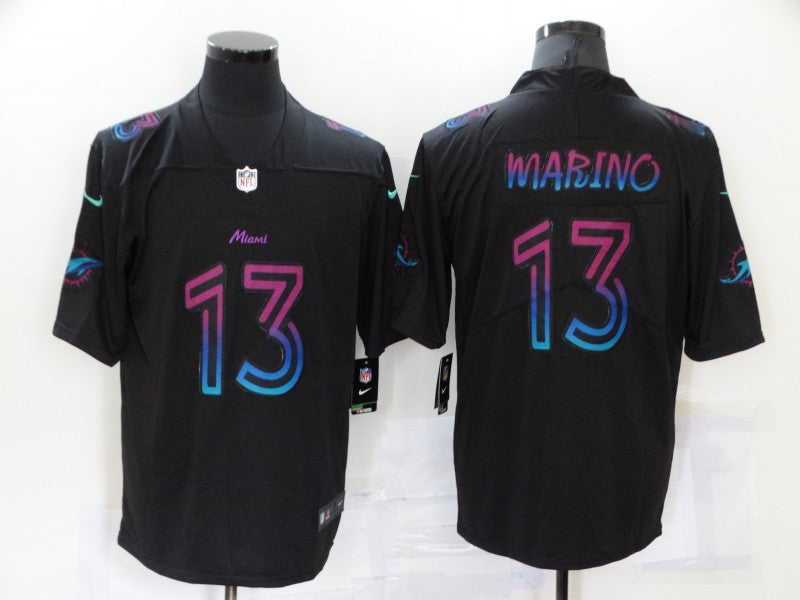 Men's Miami Dolphins Dan Marino #13 Black City Edition Game Jersey1