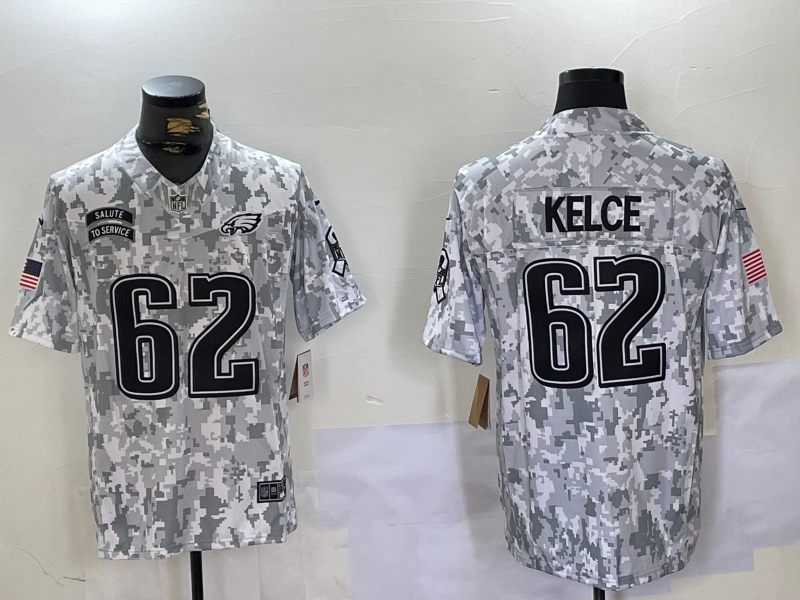 Men's Philadelphia Eagles Jason Kelce #62 Arctic Camo 2024 Salute to Service Limited Jersey1