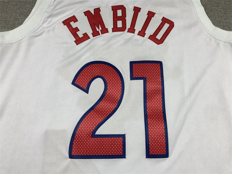 Men's Philadelphia 76ers Joel Embiid #21 White 2022/23 Swingman Jersey1 - City Edition
