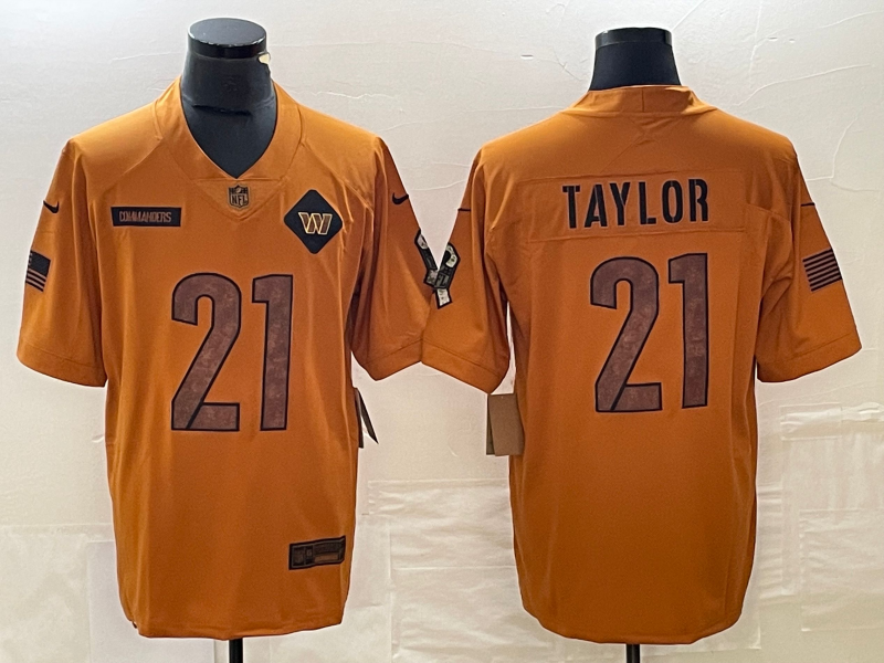 Men's Washington Commanders Sean Taylor #21 Brown 2023 Salute To Service Retired Player Limited Jersey1