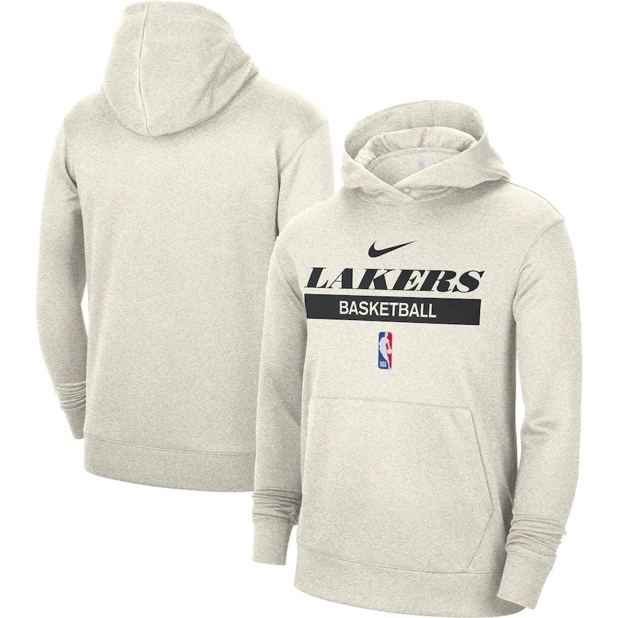 Men's Los Angeles Lakers Cream 2022/23 Spotlight On-Court Practice Performance Pullover Hoodie