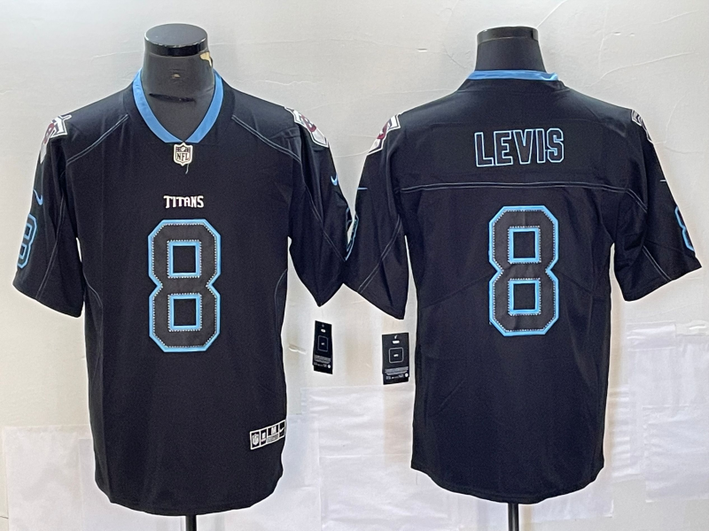 Men's Tennessee Titans Will Levis #8 Black Game Player Jersey1