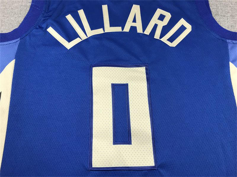 Men's Milwaukee Bucks Damian Lillard #0 Royal 2022/23 Swingman Jersey1 - City Edition