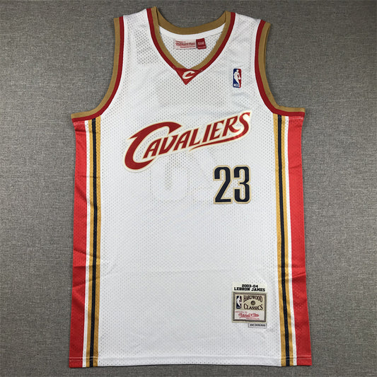 Men's Cleveland Cavaliers LeBron James #23 White 2003-04 Hardwood Classics Swingman Jersey1