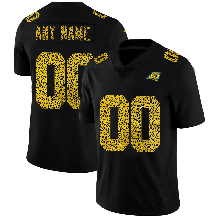 Custom1 Carolina Panthers Leopard Print Fashion Vapor Limited Jersey1 Black Stitched American Football Jerseys