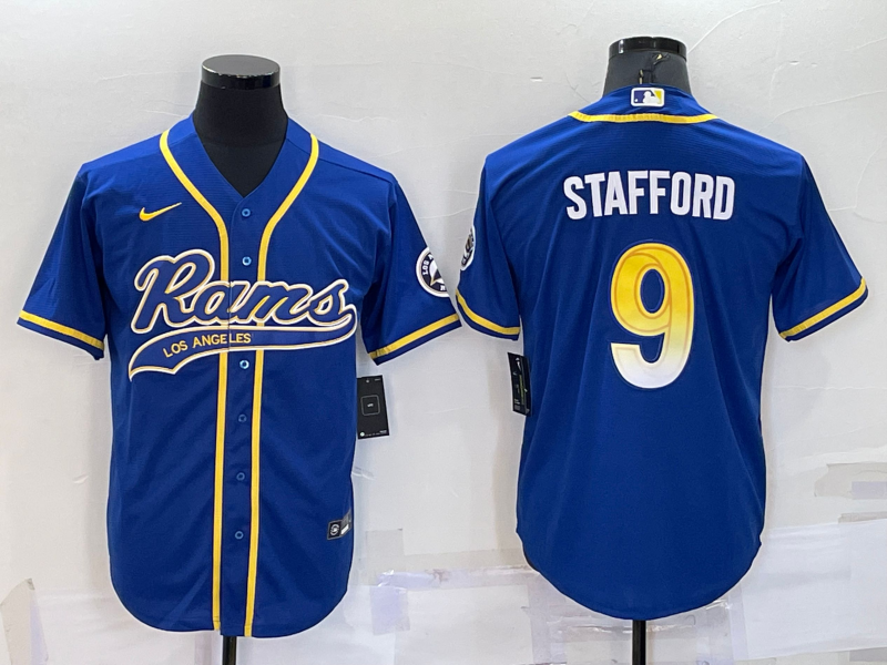 Men's Los Angeles Rams Matthew Stafford #9 Blue Game Jersey1 Joint Edition