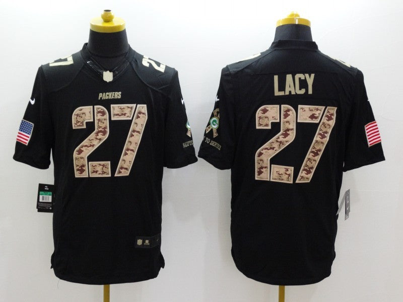 Men's Green Bay Packers Eddie Lacy #27 Black Game Player Jersey1
