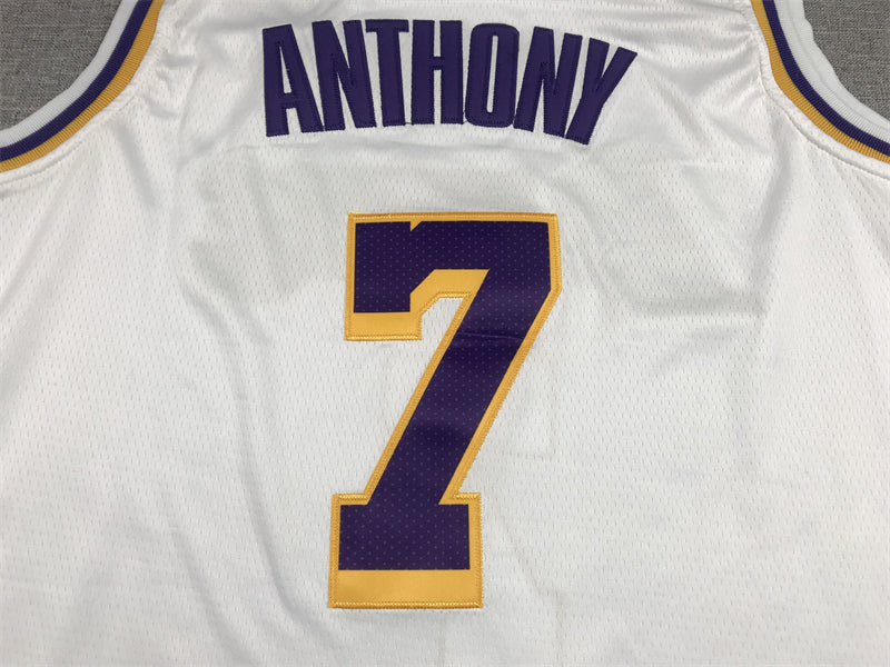 Men's Los Angeles Lakers Carmelo Anthony #7 White Fast Break Replica Jersey1