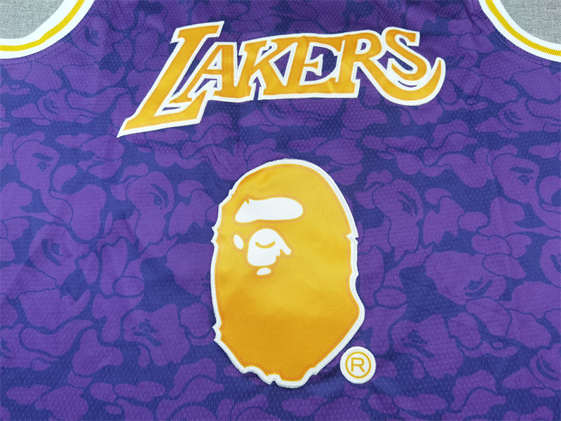 Men's Los Angeles Lakers BAPE #93 Purple 1996/97 Hardwood Classics Swingman Jersey1