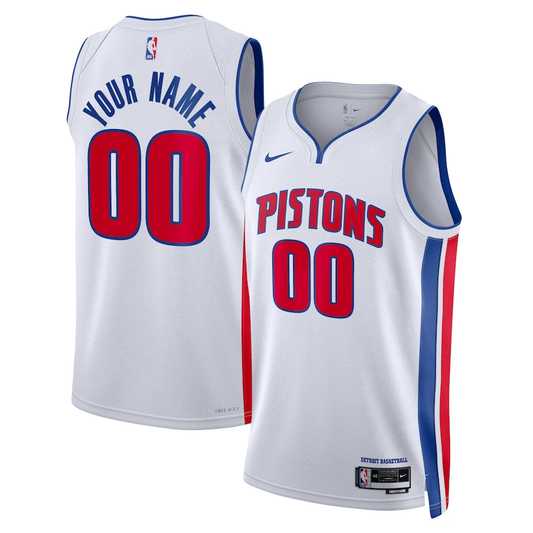 Men's Detroit Pistons White Swingman Custom Jersey1 - Association Edition