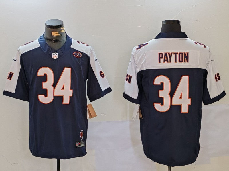 Men's Chicago Bears Walter Payton #34 Navy Player Game Jersey1