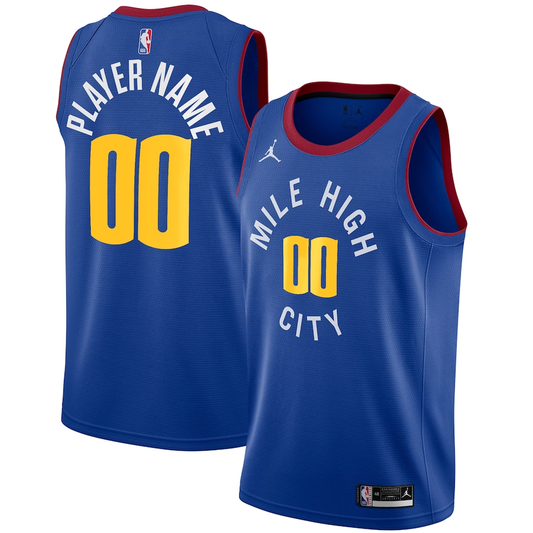 Men's Denver Nuggets Blue Swingman Custom Jersey1 - Statement Edition
