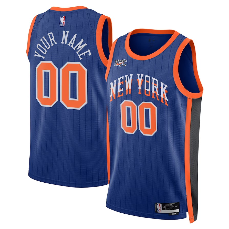 Men's New York Knicks Blue 2023/24 Custom Game Jersey - City Edition