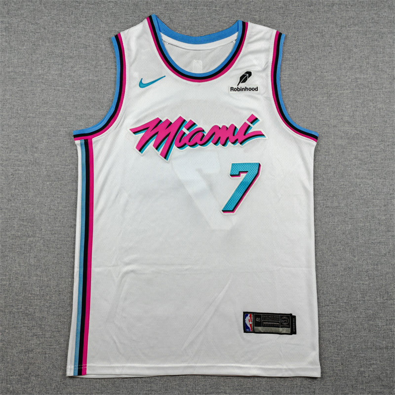 Men's Miami Heat Giannis Antetokounmpo #7 White Swingman Jersey - City Edition