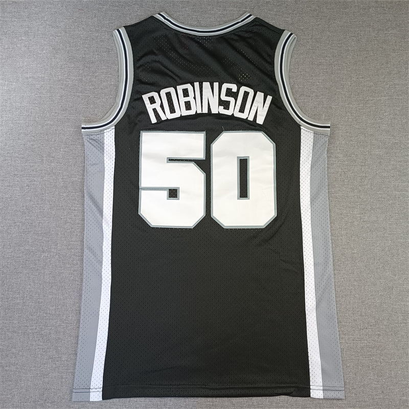 Men's San Antonio Spurs David Robinson Black Big & Tall Hardwood Classics Jersey1