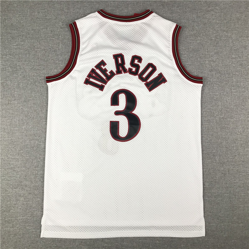 Men's Philadelphia 76ers Allen Iverson #3 White Swingman Jersey1