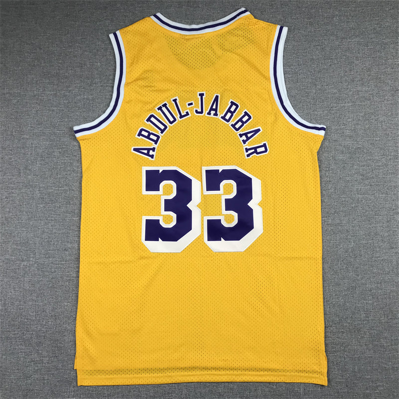 Men's Los Angeles Lakers Kareem Abdul-Jabbar Gold Hardwood Classics Jersey1