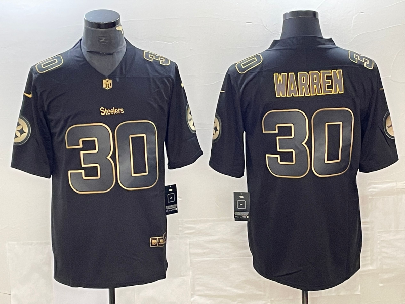 Men's Pittsburgh Steelers Jaylen Warren #30 Black Team Player Jersey1