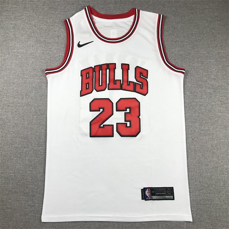 Men's Chicago Bulls Michael Jordan #23 White Fast Break Replica Player Jersey1
