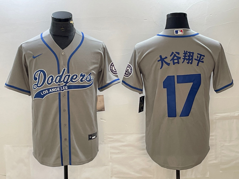 Men's Los Angeles Dodgers Shohei Ohtani #17 Gray Game Player Jersey1 Joint Edition