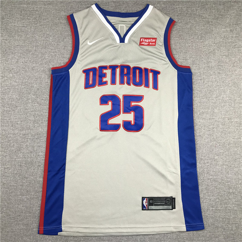 Men's Detroit Pistons Derrick Rose #25 Silver Swingman Jersey1