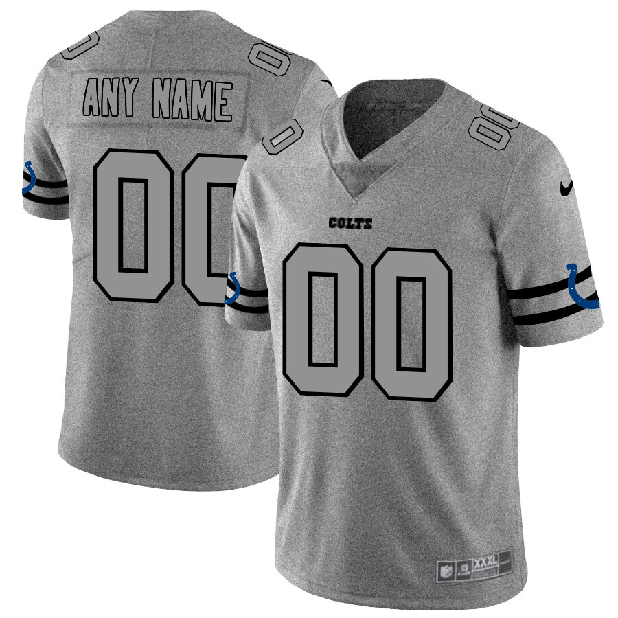 Custom1 Indianapolis Colts 2019 Gray Gridiron Gray Vapor Untouchable Limited Jersey1 Stitched American Football Jerseys