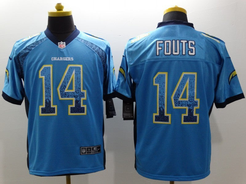 Men's Los Angeles Chargers Dan Fouts #14 Blue Game Jersey1