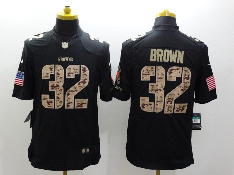 Men's Cleveland Browns Jim Brown #32 Black Player Game Jersey1