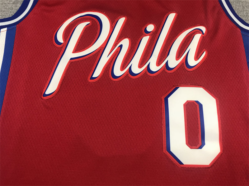 Men's Philadelphia 76ers Tyrese Maxey Red Fastbreak Replica Player Jersey1
