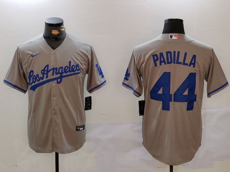 Men's Los Angeles Dodgers Vicente Padilla #44 Gray Game Jersey1