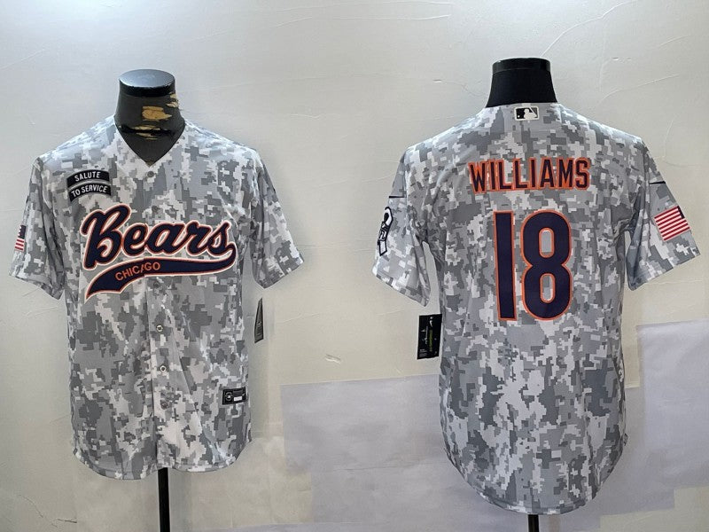 Men's Chicago Bears Caleb Williams #18 Arctic Camo 2024 Salute to Service Player Jersey1