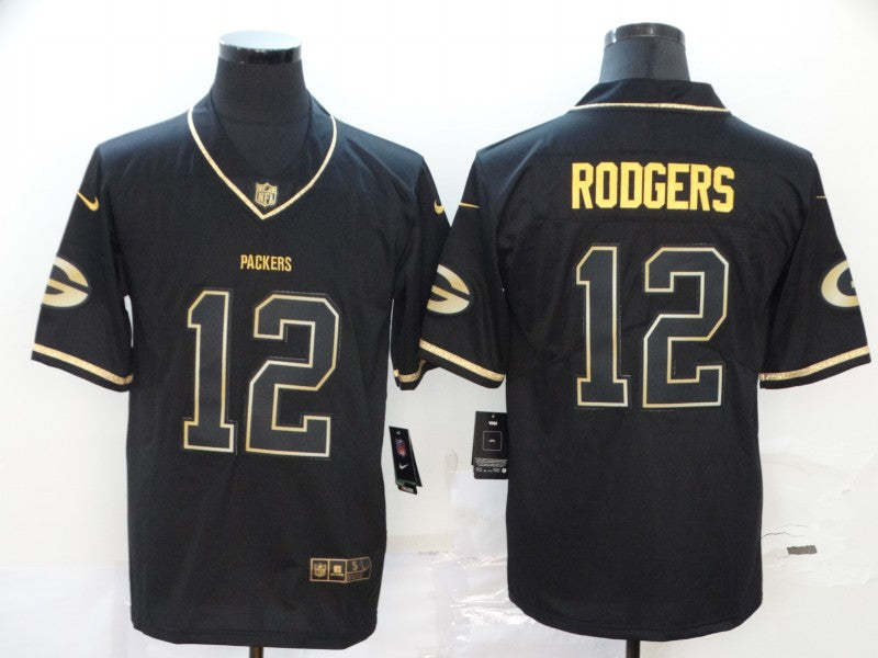 Men's Green Bay Packers #12 Aaron Rodgers Black Game Player Jersey1